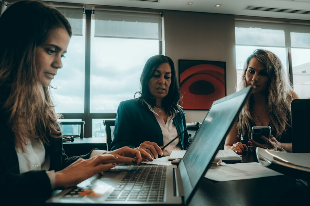 diverse team meeting in office