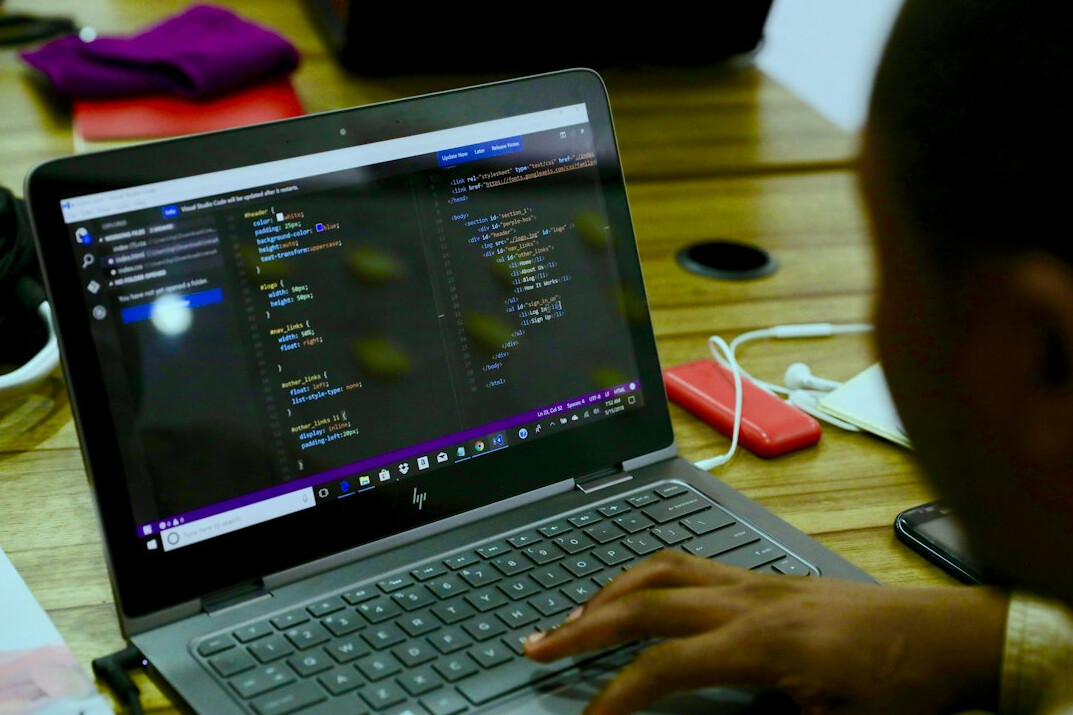 group of students in coding class