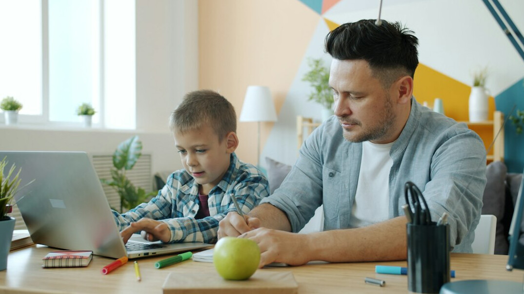 family coding together at home